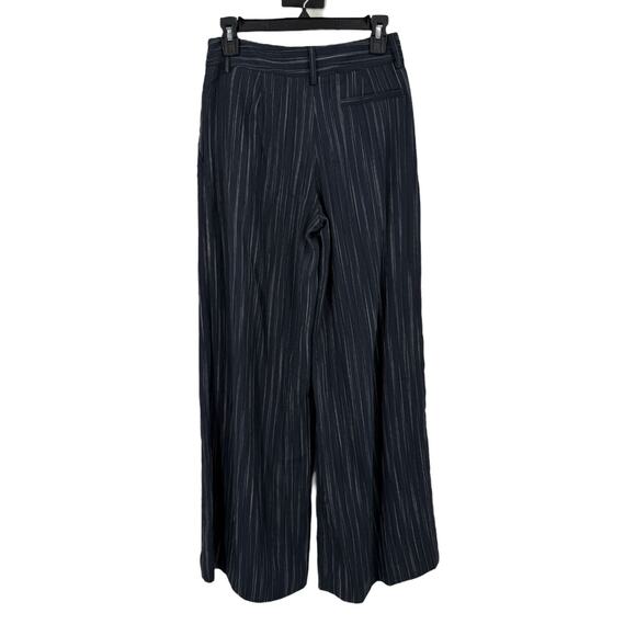 TWP Pants striped pleated wide leg navy blue size 0 - Picture 6 of 6